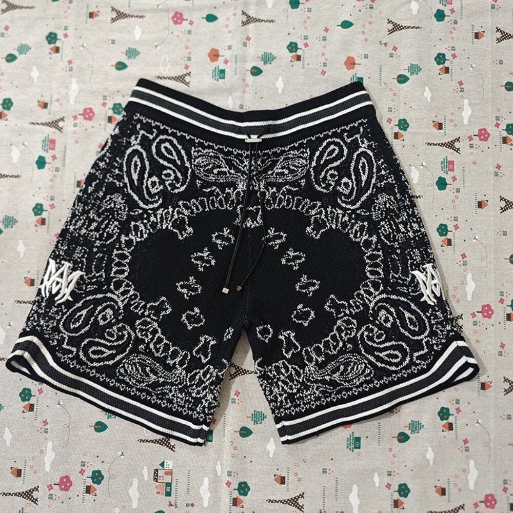 Amiri Black Bandana Cotton Shorts